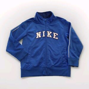 Boys Youth Nike Embroidered Patch Spell Out Full Zip Jacket Blue Size 4T